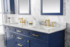 Image of Legion Furniture c 72 in. Double Sink Vanity Cabinet with Carrara White Top, Blue