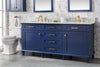 Image of Legion Furniture c 72 in. Double Sink Vanity Cabinet with Carrara White Top, Blue