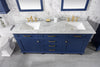 Image of Legion Furniture c 72 in. Double Sink Vanity Cabinet with Carrara White Top, Blue