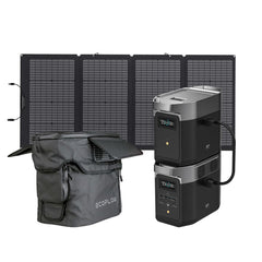 EcoFlow DELTA 2 + DELTA 2 Smart Extra Battery + 220w Portable Solar Panel + DELTA 2 Waterproof Bag