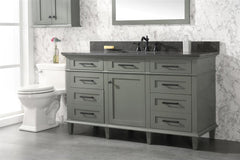Legion Furniture WLF2260S-PG 60 in. Pewter Green Finish Single Sink Vanity Cabinet with Blue Lime Stone Top