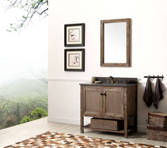 Legion Furniture WH5136-BR 36 Inch Solid Wood Vanity in Brown with Moon Stone Top, No Faucet