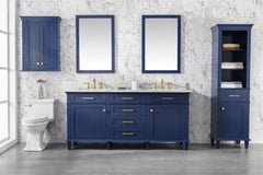 Legion Furniture c 72 in. Double Sink Vanity Cabinet with Carrara White Top&#44; Blue