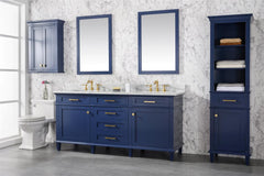 Legion Furniture c 72 in. Double Sink Vanity Cabinet with Carrara White Top, Blue